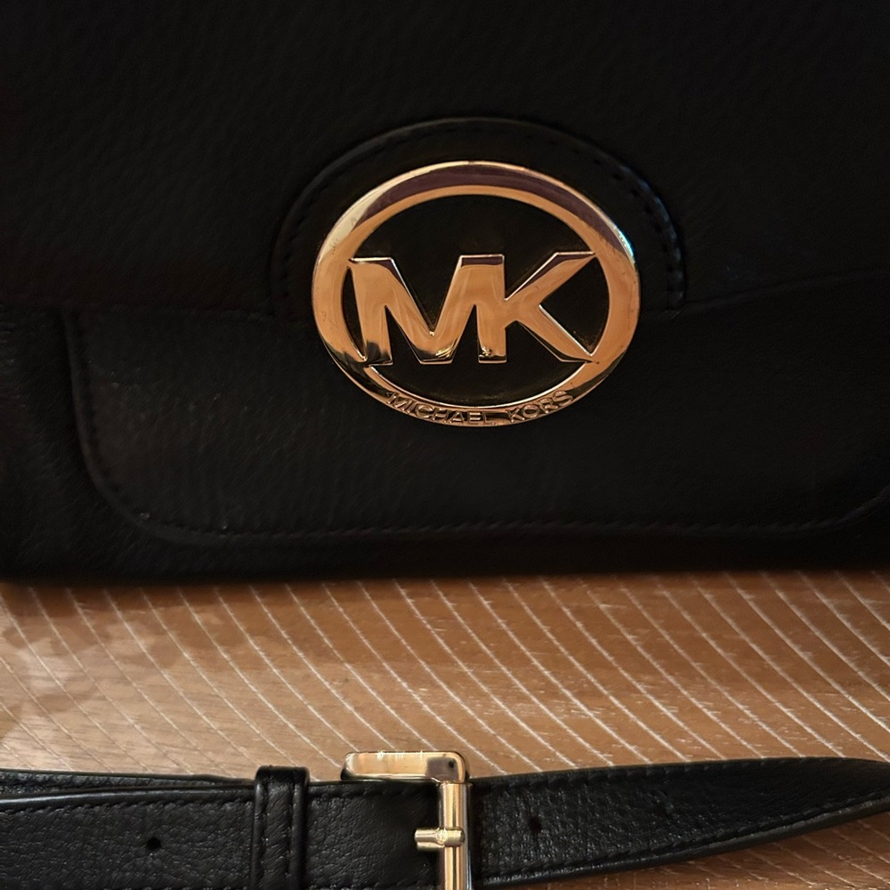 Michael Kors Black Crossbody Bag with Gold Accents - Picture 2 of 9